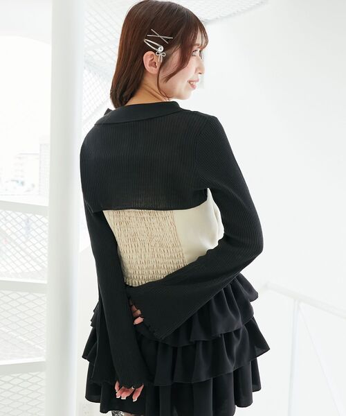 MAJESTIC LEGON（マジェスティックレゴン）の「バイカラーキャミ＆ショートボレロセット（ニット/セーター・レディース・ブラック/ベージュ/アイボリー/ブラック系その他・MEDIUM）」の20枚目の写真