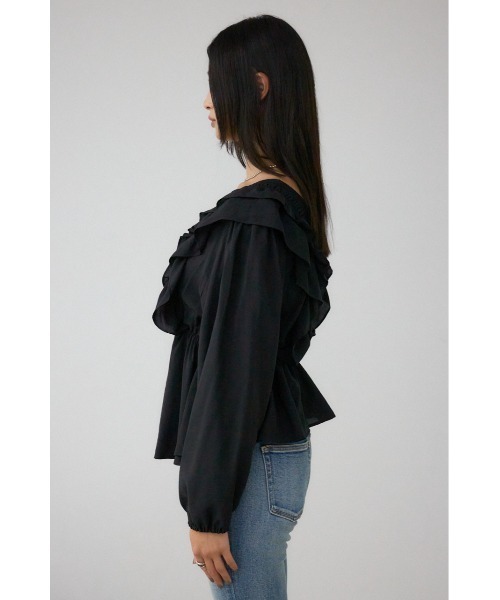 AZUL by moussy(アズールバイマウジー)の「ラッフルショルダー長袖ブラウス(シャツ/ブラウス・レディース・アイボリー/ブラック・SMALL/MEDIUM)」の22枚目の写真