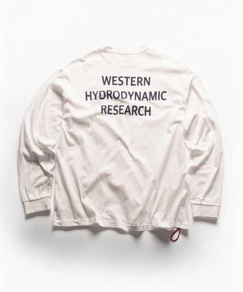 WESTERN HYDRODYNAMIC RESEARCH(ウェスタンハイドロダイナミックリサーチ)の「【Western Hydrodynamic Research/ウェスタン ハイドロダイナミック リサーチ】WORKER LS T JP JAPAN LIMITED バックプリント ブランドロゴ ワンポイント 刺繍 ロンT(Tシャツ/カットソー・メンズ・ホワイト系その他/ホワイト/ネイビー・LARGE/MEDIUM/X-LARGE)」の12枚目の写真