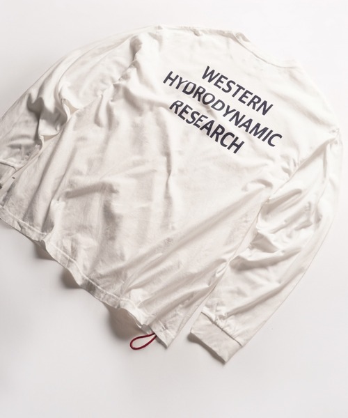WESTERN HYDRODYNAMIC RESEARCH(ウェスタンハイドロダイナミックリサーチ)の「【Western Hydrodynamic Research/ウェスタン ハイドロダイナミック リサーチ】WORKER LS T JP JAPAN LIMITED バックプリント ブランドロゴ ワンポイント 刺繍 ロンT(Tシャツ/カットソー・メンズ・ホワイト系その他/ホワイト/ネイビー・LARGE/MEDIUM/X-LARGE)」の13枚目の写真