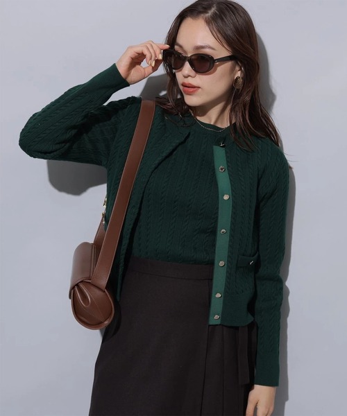 美品 Arpege story ケーブルアンサンブル グリーン Mサイズ ケーブルアンサンブル（ニット/セーター）｜Arpege story