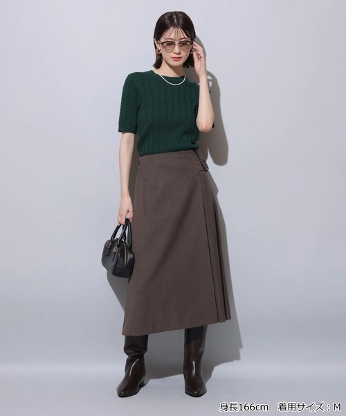 Arpege story ケーブルアンサンブル　茶 Arpege story ケーブルアンサンブル 茶 配色ケーブルカーデ