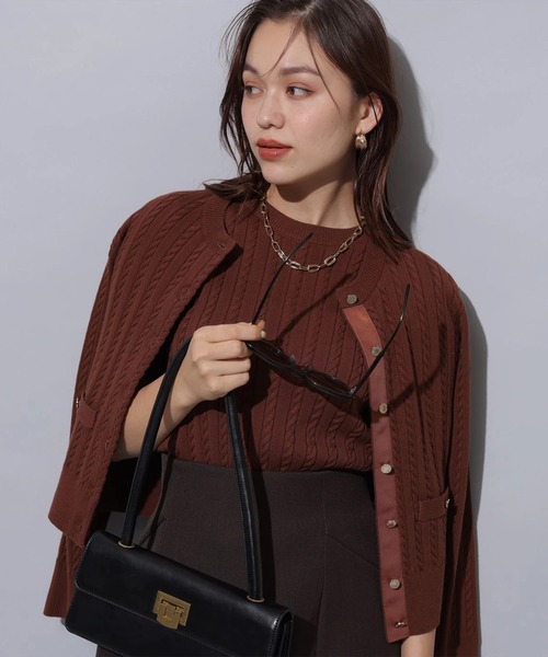 美品 Arpege story ケーブルアンサンブル グリーン Mサイズ ケーブルアンサンブル（ニット/セーター）｜Arpege story