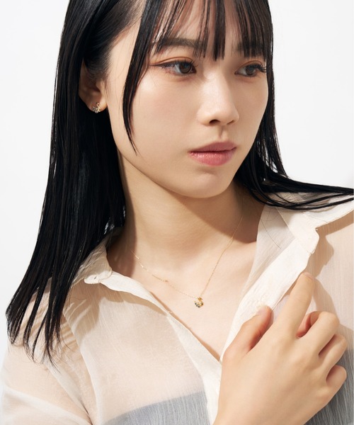 K10 スワン/白鳥 カラーストーン ネックレス（ネックレス