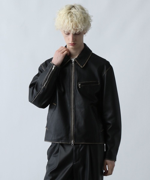 HARE 　コンパクトレザーブルゾン　BLACK S　人気完売モデル HARE（ハレ）の「【SET UP対応】レザーコンパクトブルゾン(HARE