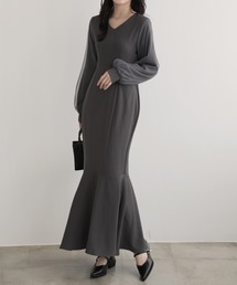 nouvellemoi | Vネックシアースリーブマーメイドワンピース(ワンピース)
