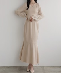 nouvellemoi（ヌーベルモイ）の「Vネックシアースリーブマーメイドワンピース（ワンピース）」