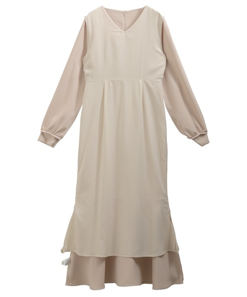 nouvellemoi(ヌーベルモイ)の「Vネックシアースリーブマーメイドワンピース(ワンピース・レディース・ブラック/チャコール/アイボリー・L/M/S)」の15枚目の写真