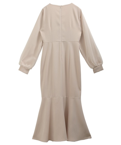 nouvellemoi(ヌーベルモイ)の「Vネックシアースリーブマーメイドワンピース(ワンピース・レディース・ブラック/チャコール/アイボリー・L/M/S)」の16枚目の写真