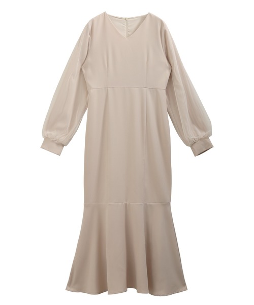 nouvellemoi(ヌーベルモイ)の「Vネックシアースリーブマーメイドワンピース(ワンピース・レディース・ブラック/チャコール/アイボリー・L/M/S)」の17枚目の写真