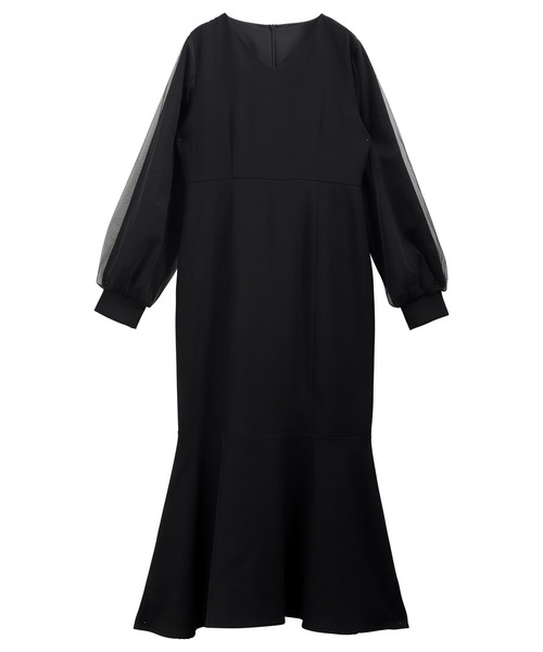 nouvellemoi(ヌーベルモイ)の「Vネックシアースリーブマーメイドワンピース(ワンピース・レディース・ブラック/チャコール/アイボリー・L/M/S)」の10枚目の写真