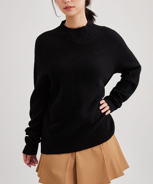 Lace Ladies(レースレディース)の「コットン ウール ハイネック ニット プルオーバー(ニット/セーター・レディース・ネイビー/グレー/アイボリー/ブラック・FREE)」の3枚目の写真