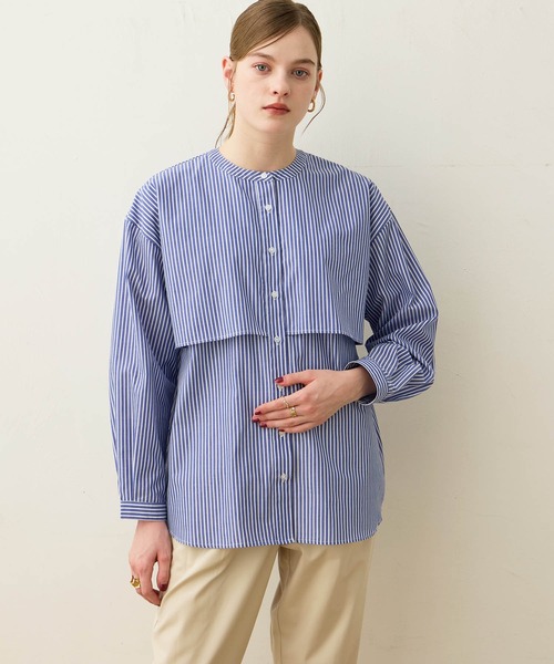 レイヤードデザインストライプブラウス（シャツ/ブラウス）｜LE SOUK