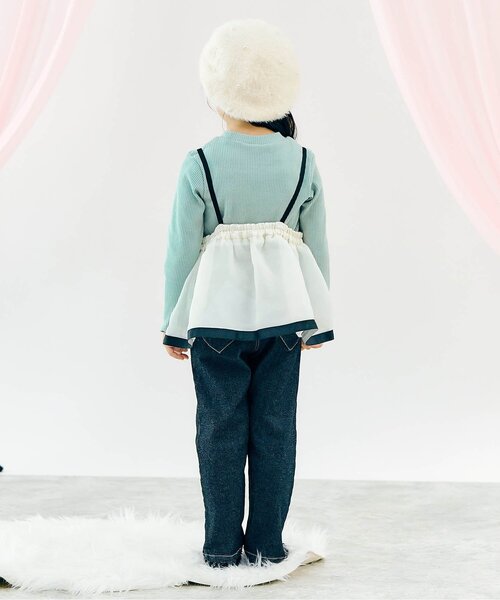 apres les cours（アプレレクール）の「【ジュニア対応】ペプラムファービスチェ2Pセット（Tシャツ/カットソー・キッズ・アイボリー/ミント・90/100/110/120/130/140）」の4枚目の写真