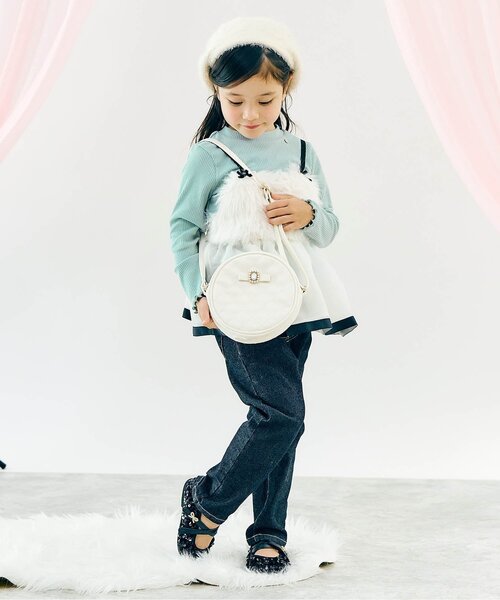 apres les cours（アプレレクール）の「【ジュニア対応】ペプラムファービスチェ2Pセット（Tシャツ/カットソー・キッズ・アイボリー/ミント・90/100/110/120/130/140）」の7枚目の写真