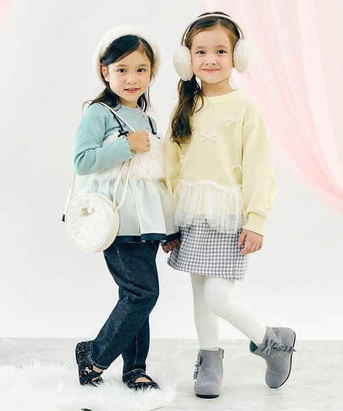 apres les cours（アプレレクール）の「【ジュニア対応】ペプラムファービスチェ2Pセット（Tシャツ/カットソー・キッズ・アイボリー/ミント・90/100/110/120/130/140）」の8枚目の写真