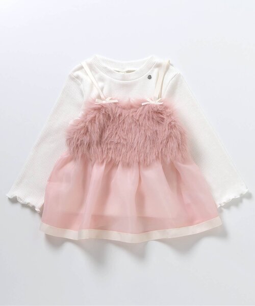 apres les cours（アプレレクール）の「【ジュニア対応】ペプラムファービスチェ2Pセット（Tシャツ/カットソー・キッズ・アイボリー/ミント・90/100/110/120/130/140）」の11枚目の写真