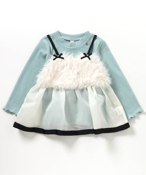 apres les cours（アプレレクール）の「【ジュニア対応】ペプラムファービスチェ2Pセット（Tシャツ/カットソー・キッズ・アイボリー/ミント・90/100/110/120/130/140）」の15枚目の写真