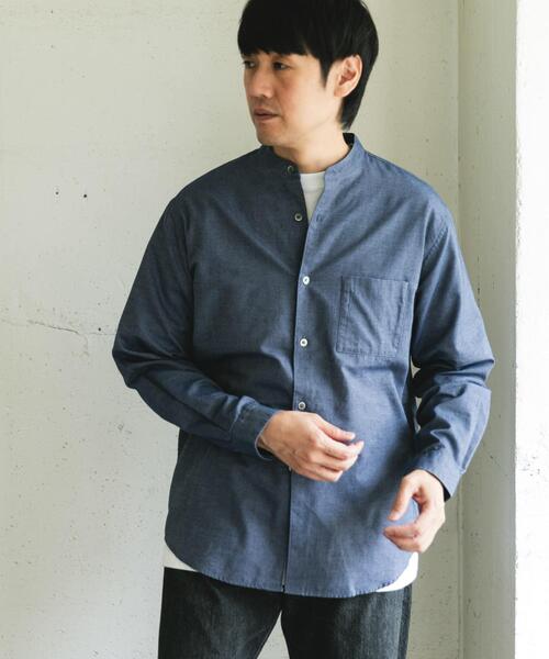 URBAN RESEARCH DOORS（アーバンリサーチドアーズ）の「ピーチ起毛 バンドカラー ロングスリーブシャツ（シャツ/ブラウス・メンズ・ブラウン/ネイビー/オフホワイト・LARGE/MEDIUM）」の3枚目の写真