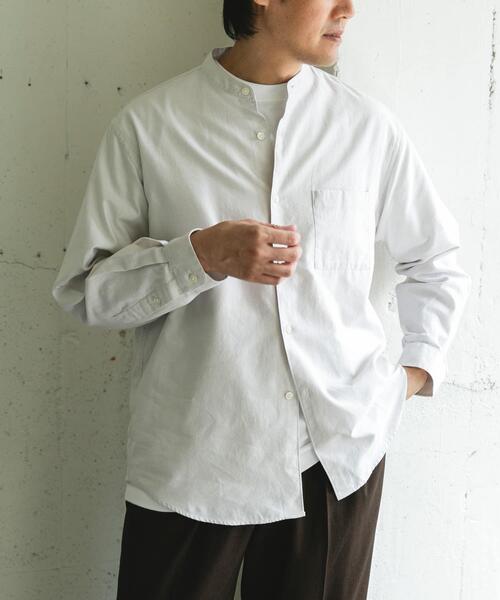 URBAN RESEARCH DOORS（アーバンリサーチドアーズ）の「ピーチ起毛 バンドカラー ロングスリーブシャツ（シャツ/ブラウス・メンズ・ブラウン/ネイビー/オフホワイト・LARGE/MEDIUM）」の2枚目の写真