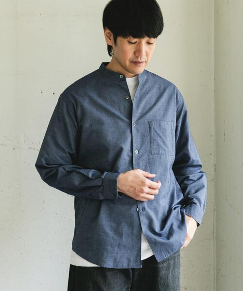 URBAN RESEARCH DOORS（アーバンリサーチドアーズ）の「ピーチ起毛 バンドカラー ロングスリーブシャツ（シャツ/ブラウス・メンズ・ブラウン/ネイビー/オフホワイト・LARGE/MEDIUM）」の4枚目の写真