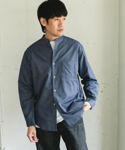 URBAN RESEARCH DOORS（アーバンリサーチドアーズ）の「ピーチ起毛 バンドカラー ロングスリーブシャツ（シャツ/ブラウス・メンズ・ブラウン/ネイビー/オフホワイト・LARGE/MEDIUM）」の6枚目の写真