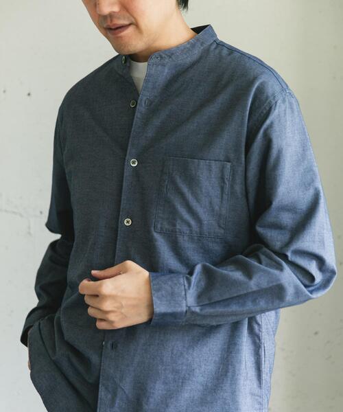 URBAN RESEARCH DOORS（アーバンリサーチドアーズ）の「ピーチ起毛 バンドカラー ロングスリーブシャツ（シャツ/ブラウス・メンズ・ブラウン/ネイビー/オフホワイト・LARGE/MEDIUM）」の8枚目の写真