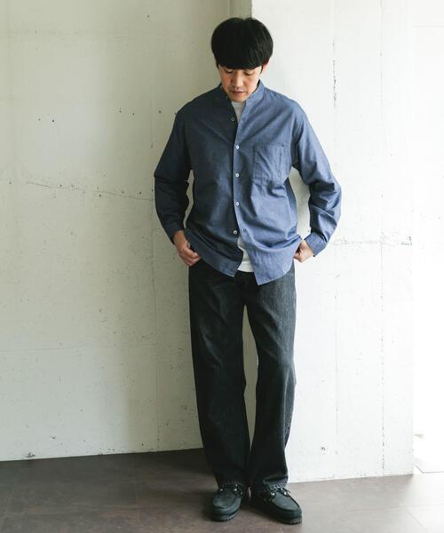 URBAN RESEARCH DOORS（アーバンリサーチドアーズ）の「ピーチ起毛 バンドカラー ロングスリーブシャツ（シャツ/ブラウス・メンズ・ブラウン/ネイビー/オフホワイト・LARGE/MEDIUM）」の9枚目の写真