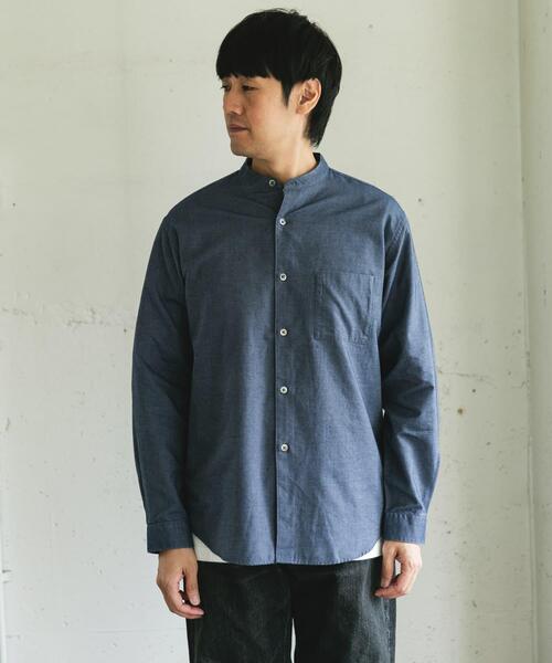 URBAN RESEARCH DOORS（アーバンリサーチドアーズ）の「ピーチ起毛 バンドカラー ロングスリーブシャツ（シャツ/ブラウス・メンズ・ブラウン/ネイビー/オフホワイト・LARGE/MEDIUM）」の11枚目の写真