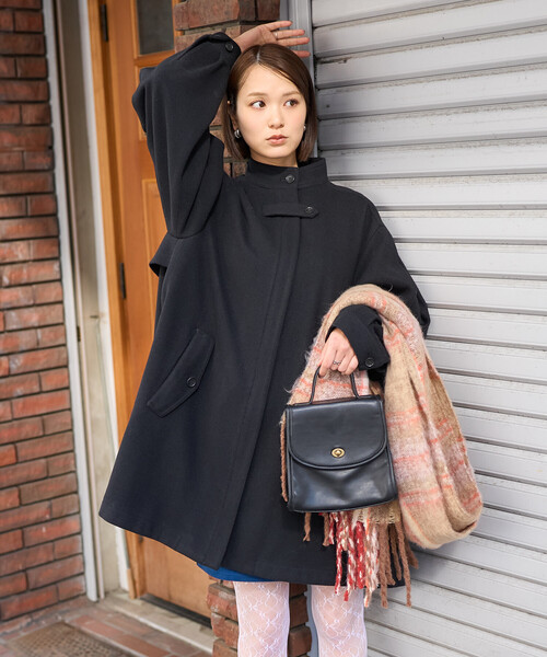 セール】限定展開 ウーリー ミニフレアコート（ステンカラーコート