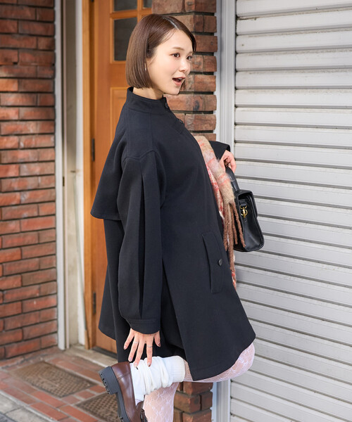 セール】限定展開 ウーリー ミニフレアコート（ステンカラーコート