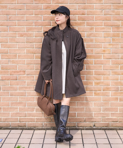 セール】限定展開 ウーリー ミニフレアコート（ステンカラーコート