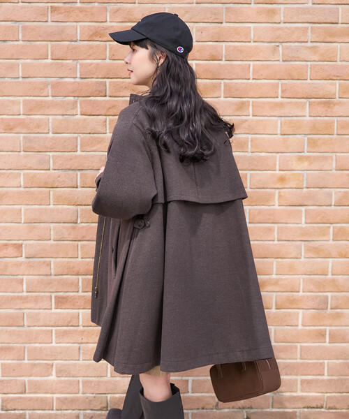 セール】限定展開 ウーリー ミニフレアコート（ステンカラーコート