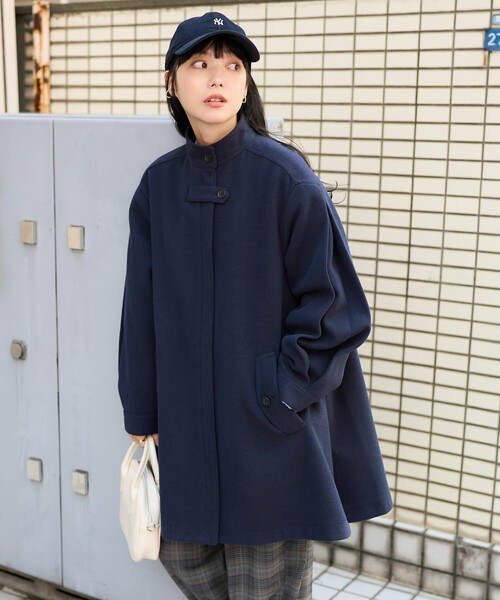 セール】限定展開 ウーリー ミニフレアコート（ステンカラーコート