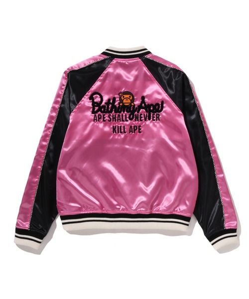 A BATHING APE(アベイシングエイプ)の「CRYSTAL STONE BABY LISA SOUVENIR JACKET(スカジャン・レディース・ブラック/パープル・SMALL/MEDIUM)」の4枚目の写真
