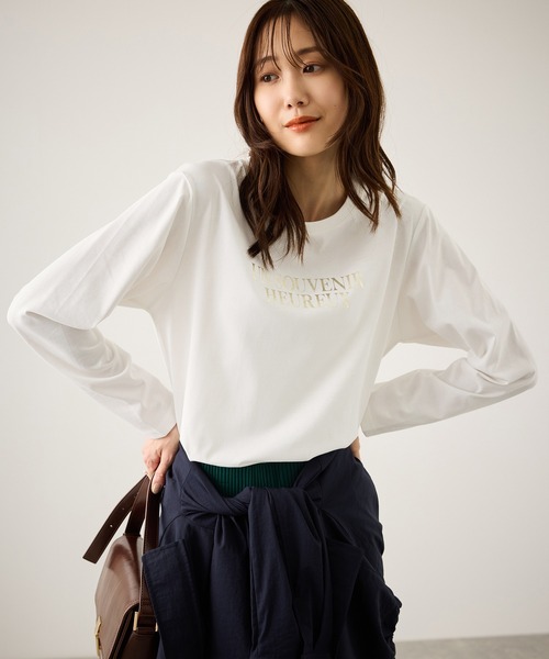 ROPE' PICNIC(ロペピクニック)の「汗染み防止アソートロゴロングスリーブTシャツ/UVカット・接触冷感(Tシャツ/カットソー・レディース・ホワイト/ホワイト系その他/ホワイト系その他2・FREE)」の3枚目の写真