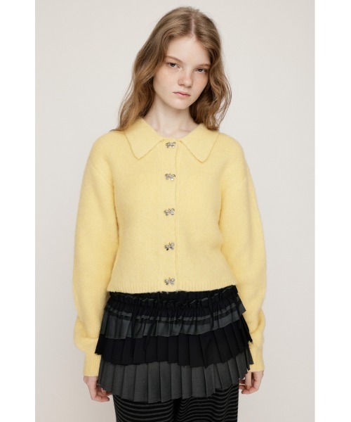 SLY（スライ）の「RIBBON BUTTON SHAGGY C/D リボンボタン シャギー カーデ 秋服 冬服（カーディガン/ボレロ・レディース・ライトイエロー/グレー/アイボリー・FREE）」の12枚目の写真