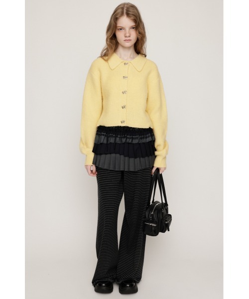 SLY（スライ）の「RIBBON BUTTON SHAGGY C/D リボンボタン シャギー カーデ 秋服 冬服（カーディガン/ボレロ・レディース・ライトイエロー/グレー/アイボリー・FREE）」の13枚目の写真