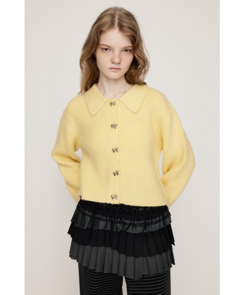 SLY（スライ）の「RIBBON BUTTON SHAGGY C/D リボンボタン シャギー カーデ 秋服 冬服（カーディガン/ボレロ・レディース・ライトイエロー/グレー/アイボリー・FREE）」の14枚目の写真