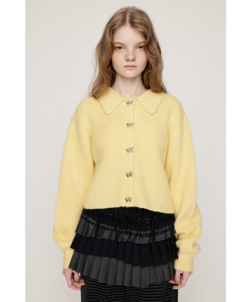 SLY（スライ）の「RIBBON BUTTON SHAGGY C/D リボンボタン シャギー カーデ 秋服 冬服（カーディガン/ボレロ・レディース・ライトイエロー/グレー/アイボリー・FREE）」の15枚目の写真