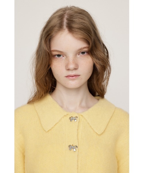 SLY（スライ）の「RIBBON BUTTON SHAGGY C/D リボンボタン シャギー カーデ 秋服 冬服（カーディガン/ボレロ・レディース・ライトイエロー/グレー/アイボリー・FREE）」の18枚目の写真