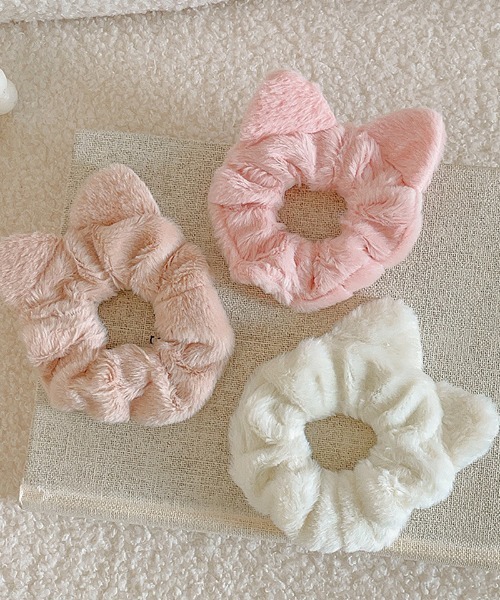 シュシュ  ヘアゴム  淡ピンク LUPIS シュシュ ヘアアクセサリー ファー フェイクファー ヘアゴム