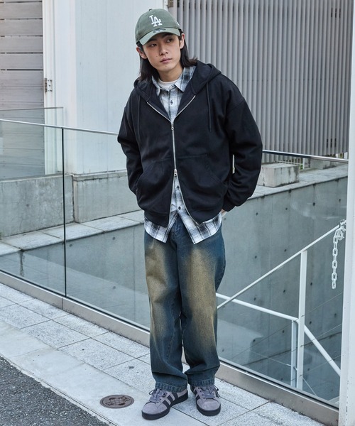 MONO-MART（モノマート）の「スウェードライク ボア オーバーサイズダブルジップパーカー（パーカー・メンズ・ブラック/ダークグレー/ブラウン/ライトグレー・L/M）」の19枚目の写真