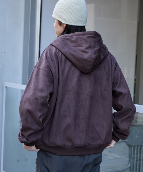 スウェードライク ボア オーバーサイズダブルジップパーカー MONO-MART