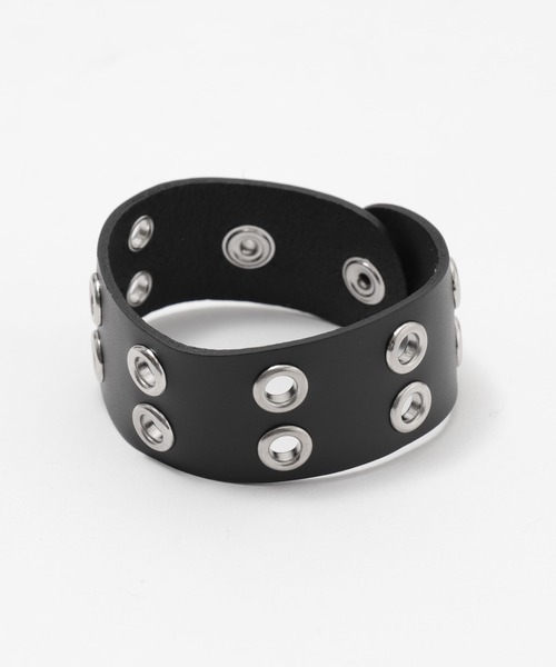 Figments（フィグメンツ）の「ダブルアイレットバングル（ブレスレット・レディース・ブラック・FREE）」の4枚目の写真