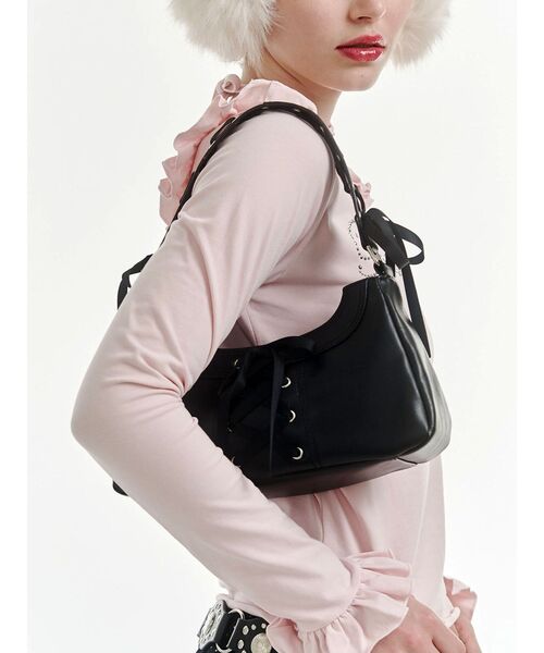 jouetie(ジュエティ)の「レースアップリボンハンドバッグ(ハンドバッグ・レディース・ボルドー/ブラック/シルバー・FREE)」の2枚目の写真