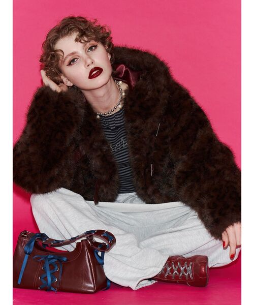 jouetie(ジュエティ)の「レースアップリボンハンドバッグ(ハンドバッグ・レディース・ボルドー/ブラック/シルバー・FREE)」の5枚目の写真