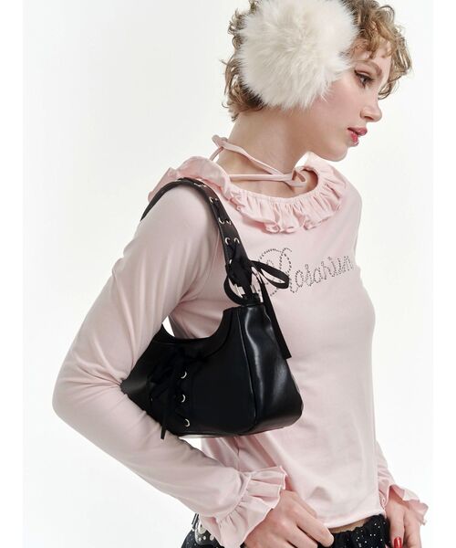 jouetie(ジュエティ)の「レースアップリボンハンドバッグ(ハンドバッグ・レディース・ボルドー/ブラック/シルバー・FREE)」の7枚目の写真