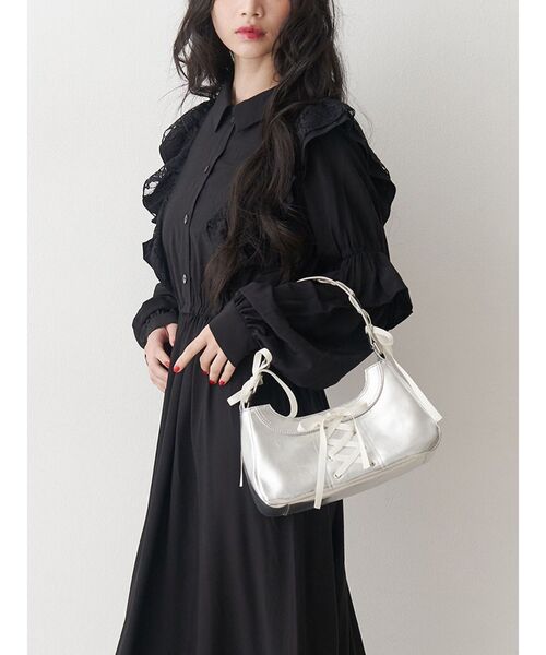 jouetie(ジュエティ)の「レースアップリボンハンドバッグ(ハンドバッグ・レディース・ボルドー/ブラック/シルバー・FREE)」の9枚目の写真