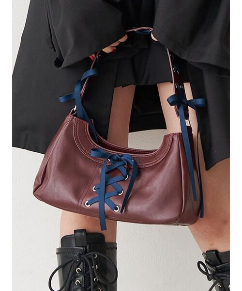 jouetie(ジュエティ)の「レースアップリボンハンドバッグ(ハンドバッグ・レディース・ボルドー/ブラック/シルバー・FREE)」の11枚目の写真